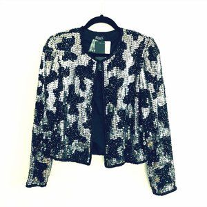 NWT Adrianna Papell Sequin Animal Skin Jacket